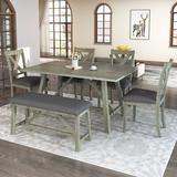 Gracie Oaks Arzate 6 - Person Breakfast Nook Dining Set Wood/Upholstered Chairs in Brown/Gray, Size 29.9 H in | Wayfair