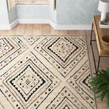 Black/Brown Area Rug - Union Rustic Hennadij Moroccan Beige/Black Area Rug Polypropylene in Black/Brown, Size 60.0 W x 0.31 D in | Wayfair