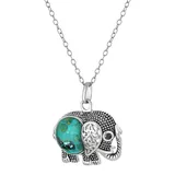 "Sterling Silver Turquoise Beaded Elephant Pendant Necklace, Women's, Size: 18"", Blue"
