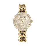 KENDALL + KYLIE Women's Gold Tone Metal and Braided Vegan Leather Leopard Print Analog Watch