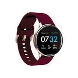 Itouch Sport 3 Touchscreen Smartwatch For Men And Women: Rose Gold Case With Merlot Strap (45 Millimeter), Burgundy