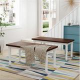 Rosalind Wheeler Farmhouse Kitchen Dining Benches Set Wood/Manufactured Wood in Brown/White, Size 17.7 H x 38.0 W x 16.0 D in | Wayfair