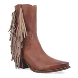 Dingo Fringe Benefits Women's Leather Cowboy Boots, Size: 7.5, Brown