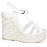 Tribute Leather Espadrille Wedge Sandals - White - Saint Laurent Heels