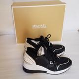 Michael Kors Shoes | Michael Kors Lace Up Wedge Sneakers (Size 5.5m) | Color: Black/White | Size: 5.5