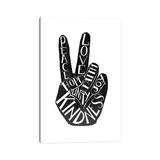 East Urban Home Peace Fingers Type by Ink & Drop - Gallery-Wrapped Canvas Giclée Metal in Black/White, Size 60.0 H x 40.0 W x 1.5 D in | Wayfair