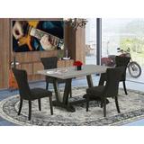 Winston Porter Aimee-Jane 5-Pc Modern Dining Set - 4 Dining Chairs & 1 Modern Rectangular Cement Kitchen Table Top w/ Button Tufted Chair Back