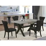 Winston Porter Aimeric 5-Pc Dining Room Set - 4 Mid Century Dining Chairs & 1 Modern Cement Dining Room Table Top w/ Button Tufted Chair Back