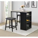 17 Stories 3 Piece Counter Height Set Wood/Metal/Upholstered Chairs in Black/Brown/Gray, Size 36.0 H x 24.0 W x 40.0 D in | Wayfair