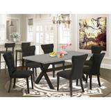 Winston Porter Aimee-Elizabeth 7-Pc Kitchen Table Set - 6 Kitchen Parson Chairs & 1 Modern Cement Breakfast Table Top w/ Button Tufted Chair Back