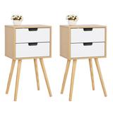 George Oliver Bohumila Set Of 2 Bedroom Storage Nightstand Shelf w/ 2 Drawers - Wood in Brown, Size 28.0 H x 16.0 W x 12.0 D in | Wayfair
