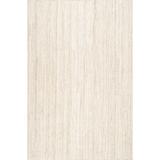 Brown/White Area Rug - Highland Dunes Cruise Hand Braided Jute Off White Area Rug Jute & Sisal in Brown/White, Size 96.0 W x 0.35 D in | Wayfair