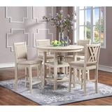 Red Barrel Studio® Stapleton 5 - Piece Solid Wood Dining Set Wood/Upholstered Chairs in White/Brown, Size 36"H x 42"L x 42"W | Wayfair