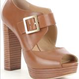 Michael Kors Shoes | Mk Eleni Leather Mary Jane High Heel | Color: Gold/Tan | Size: 6.5