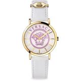 V Essential Stainless Steel & Leather-strap Watch - Metallic - Versace Watches