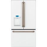 Café ENERGY STAR® 27.7 Cu. Ft. Smart French-Door Refrigerator w/ Hot Water Dispenser in White/Brown | Wayfair CFE28TP4MW2_CXFCGHKPMBZ