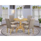 Charlton Home® Schorr 4 - Person Rubberwood Solid Wood Dining Set Wood/Upholstered Chairs in Brown, Size 30.0 H in | Wayfair