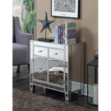 House of Hampton® Vineyard Mirrored Accent w/ 2 Drawers, 1 Cabinet w/ 2 Doors Wood in Gray, Size 27.95 H x 27.95 W x 13.19 D in | Wayfair