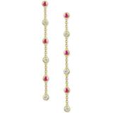 Emerald (3/8 Ct. T.w.) & Diamond Accent Linear Drop Earrings In 14k Gold (also In Ruby & Sapphire) - Red - Macy's Earrings