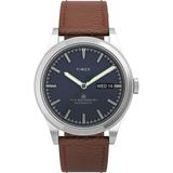 Waterbury Traditional Automatic Tan Leather Strap Watch 39mm - Metallic - Timex Watches
