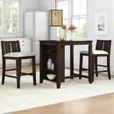 Sand & Stable™ Zara 2 - Person Counter Height Solid Wood Dining Set Wood/Upholstered Chairs in Brown, Size 36.0 H in | Wayfair