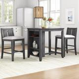 Sand & Stable™ Zara 2 - Person Counter Height Solid Wood Dining Set Wood/Upholstered Chairs in Gray, Size 36.0 H in | Wayfair