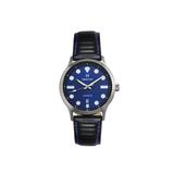 Heritor Automatic Bradford Leather-Band Watch w/Date Blue/Black - Men's HERHS1104