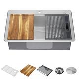Delta Lorelai 33" L Workstation Kitchen Sink Drop-In Top Mount 16 Gauge Stainless Steel Single Bowl Stainless Steel in Gray, Size 9.5 H x 22.0 D in