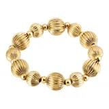 1928 Gold Tone Textured Beaded Stretch Bracelet, Women's