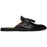 Leather Tassel Slippers - Black - Gucci Flats