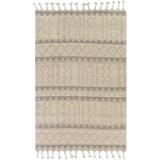 Dakota Fields Damron Geometric Handwoven Wool/Jute Beige Area Rug Wool/Jute & Sisal in White, Size 72.0 W x 0.3 D in | Wayfair