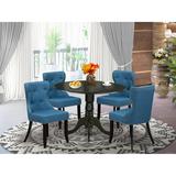 Alcott Hill® Maytham Drop Leaf Rubberwood Solid Wood Dining Set Wood/Upholstered Chairs in Black | Wayfair 7157E59F602648DAB568AE461E1F71E1