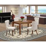 Red Barrel Studio® Rubberwood Solid Wood Dining Set Wood/Upholstered Chairs in Brown, Size 29.0 H in | Wayfair BC6F21DCE51847E38ED7D1B26948041D