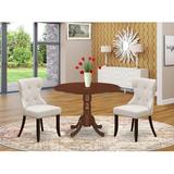 Alcott Hill® Maytham Drop Leaf Rubberwood Solid Wood Dining Set Wood/Upholstered Chairs in Brown | Wayfair 8EF16FD8CE544D288EF57386A51A8B5E