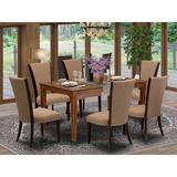 Red Barrel Studio® Rubberwood Solid Wood Dining Set Wood/Upholstered Chairs in Brown, Size 29.0 H in | Wayfair AC80939A0ABF44F0B071408C13145393