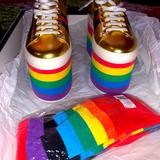 Gucci Shoes | Bnwt Authentic Gucci Rainbow Platform | Color: Gold | Size: 7.5
