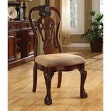 Bloomsbury Market Angeni Queen Anne Back Side Chair in Cherry/Beige Wood/Upholstered/Fabric in Brown/Red, Size 42.0 H x 22.0 W x 26.0 D in | Wayfair