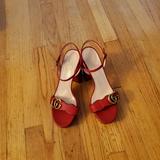 Gucci Shoes | Gucci Gg Leather Plattform Sandals | Color: Red | Size: 38 12