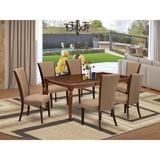 Canora Grey Feasterville Butterfly Leaf Rubberwood Solid Wood Dining Set Wood/Upholstered Chairs in Brown, Size 30.0 H in | Wayfair