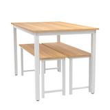 Latitude Run® Dining Room, 3 Pieces Farmhouse Kitchen Table Set w/ Two Benches, Metal Frame & Mdf Board, Modern Furniture For Home, Cafeteria