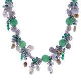 Ancient Garden,'Thai Labradorite and Chalcedony Beaded Necklace'