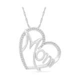 Belk & Co 1/8 Ct. T.w. Diamond Heart Mom Pendant In Sterling Silver