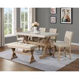 Lark Manor™ Eliann 6 - Person Counter Height Dining Set Wood/Upholstered Chairs in Black/Brown, Size 36.0 H in | Wayfair