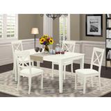August Grove® Asleigh 7 - Piece Solid Wood Dining Set Wood/Upholstered Chairs in White, Size 30.0 H in | Wayfair E602772781664ECABD20116D9882A452