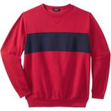 Men's Big & Tall Fleece Crewneck Sweatshirt by KingSize in Red Colorblock (Size XL)