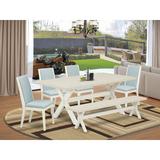August Grove® Bonelli 6 - Person Solid Wood Dining Set Wood/Upholstered Chairs in Gray/White, Size 30.0 H in | Wayfair