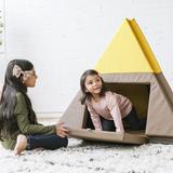ECR4Kids SoftZone Camp, Canoe & Tumble Too, Folding Playmat, Chocolate/Yellow Vinyl, Leather in Brown/Yellow, Size 2.0 H x 41.5 W x 72.0 D in