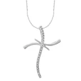 "Arctic Clear 14k White Gold 1/5 Carat T.W. Round Cut Lab-Grown Diamond Cross Pendant Necklace, Women's, Size: 18"""