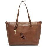 "Women's Fossil Brown Ole Miss Rebels Leather Rachel Tote"