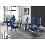 Best Quality Furniture Dining Set Glass/Metal/Upholstered Chairs in Gray, Size 30.0 H in | Wayfair D03D7-1A